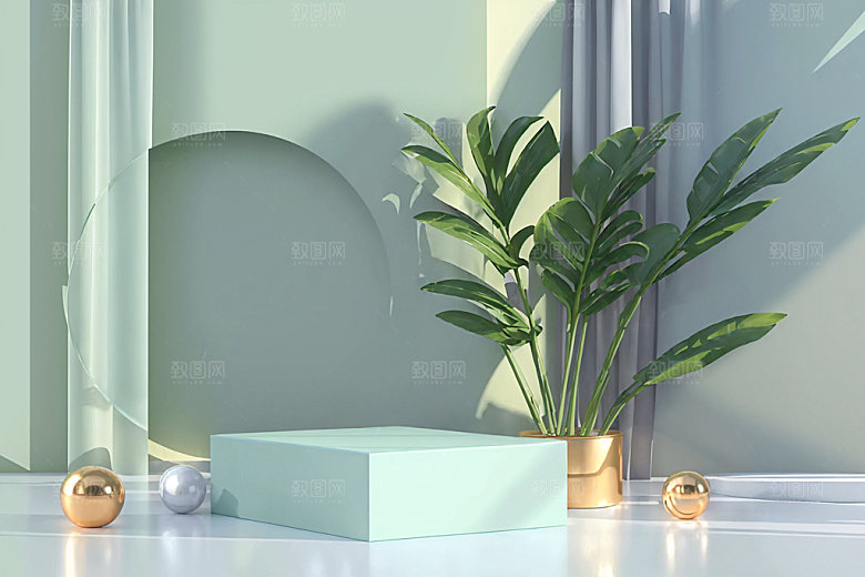 北欧风清爽清新电商背景