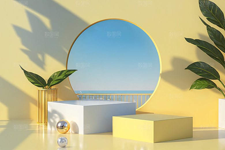 北欧风大气展台电商背景