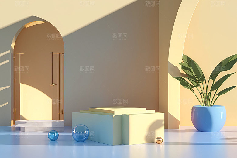 北欧风展台质感电商背景