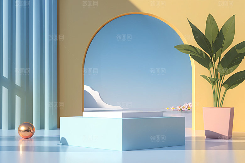 北欧风清新夏季电商背景