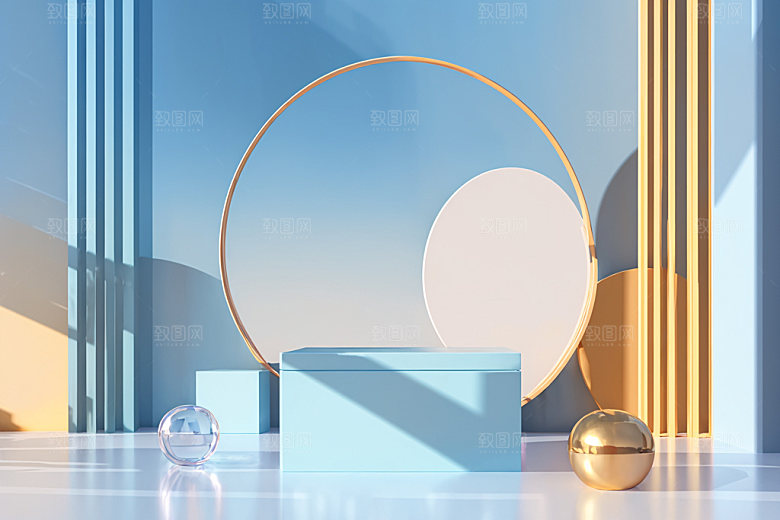 北欧风展台夏天电商背景