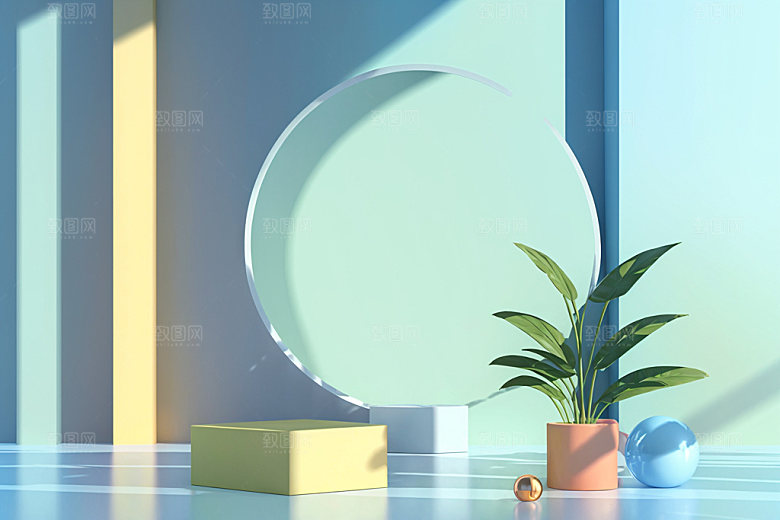 北欧风夏天清爽电商背景