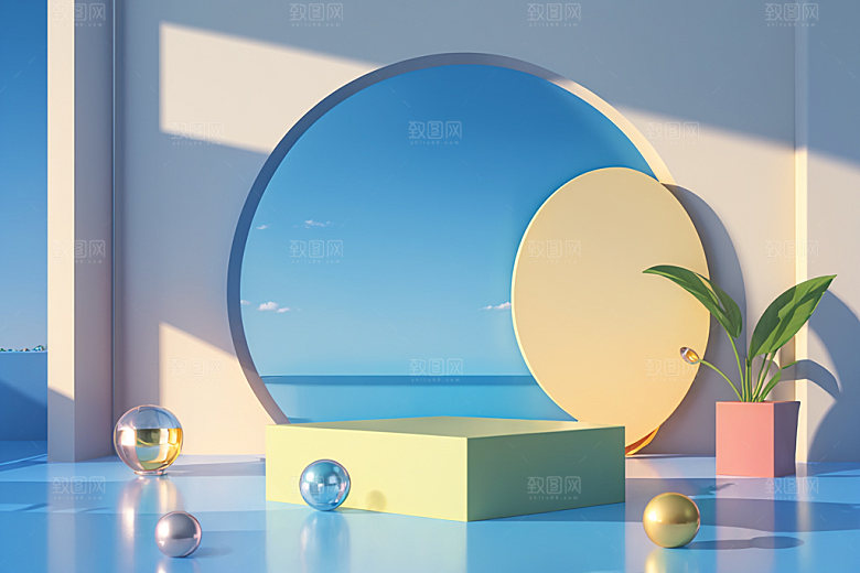 北欧风夏季清爽电商背景