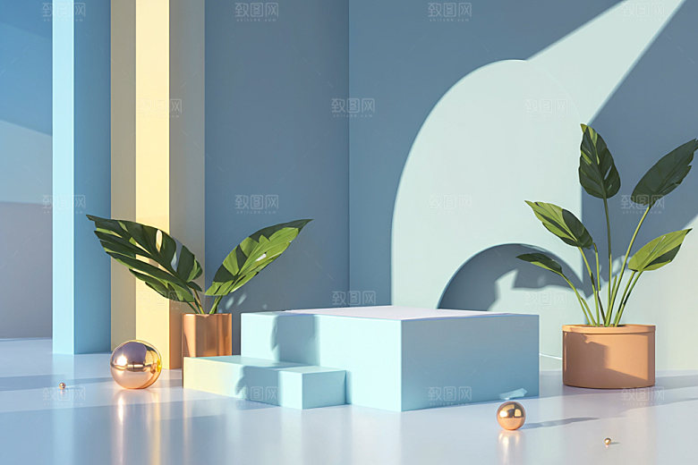 北欧风清新清爽电商背景