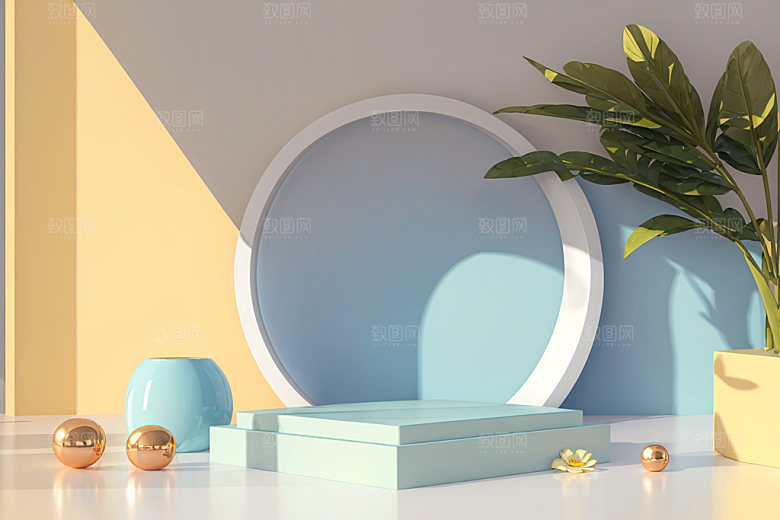 北欧风展台清爽电商背景