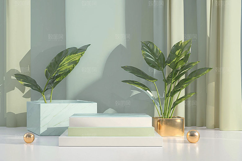 北欧风清爽清新电商背景