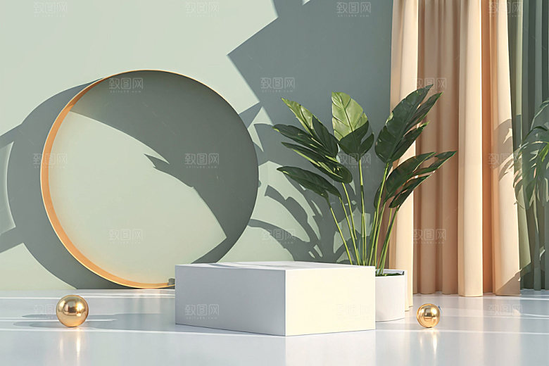 北欧风简约展台电商背景
