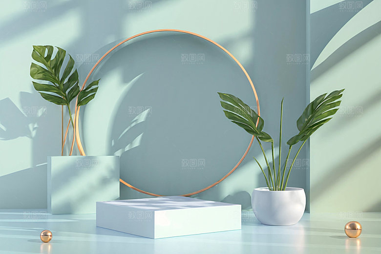 北欧风展台简约电商背景