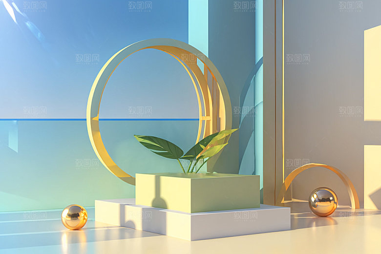 北欧风展台高端电商背景