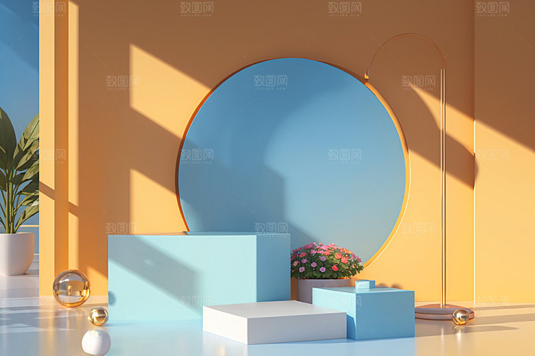 北欧风夏天大气电商背景