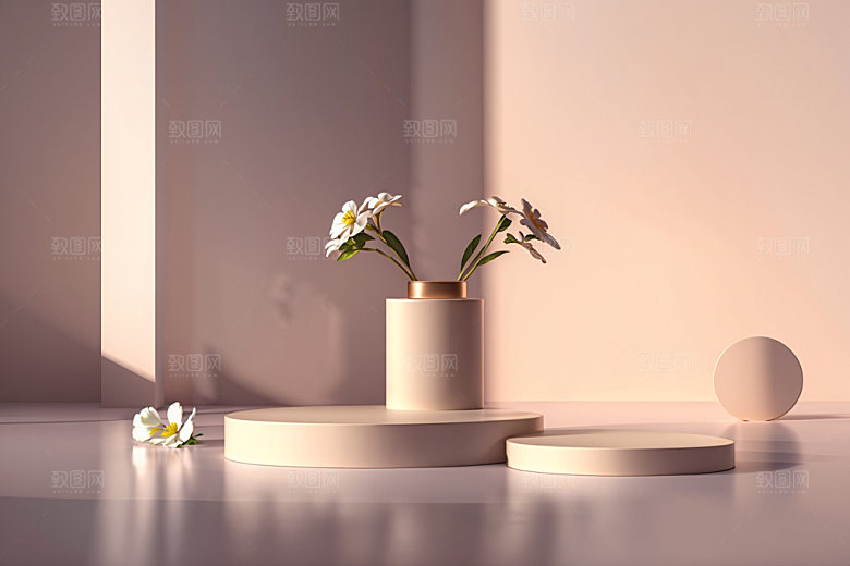 北欧风展台清新电商背景
