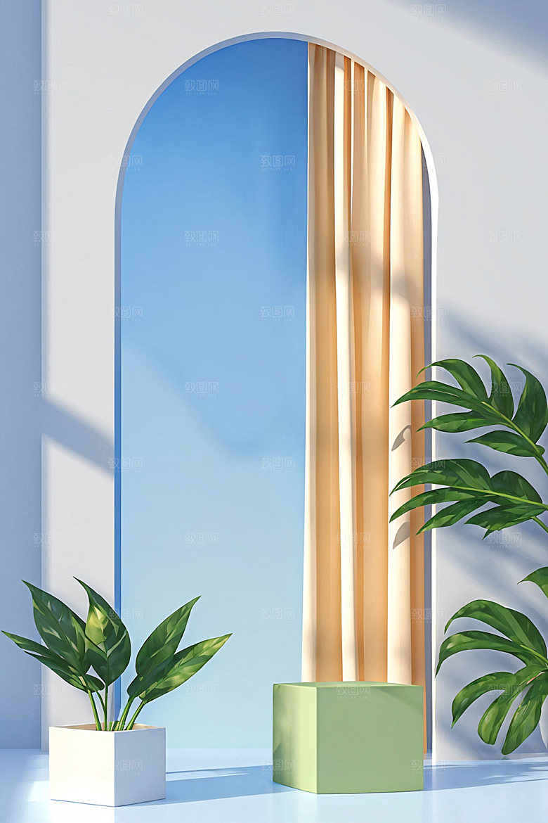北欧风清爽清新电商背景