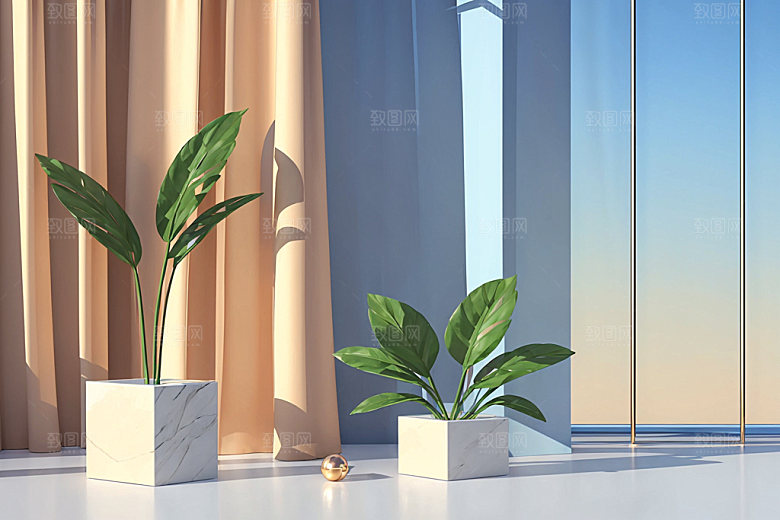 北欧风夏季质感电商背景