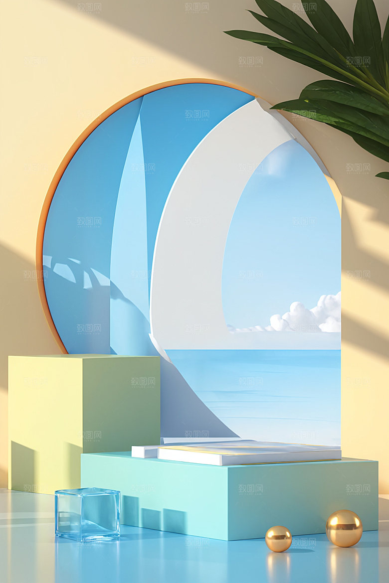 北欧风展台夏天电商背景