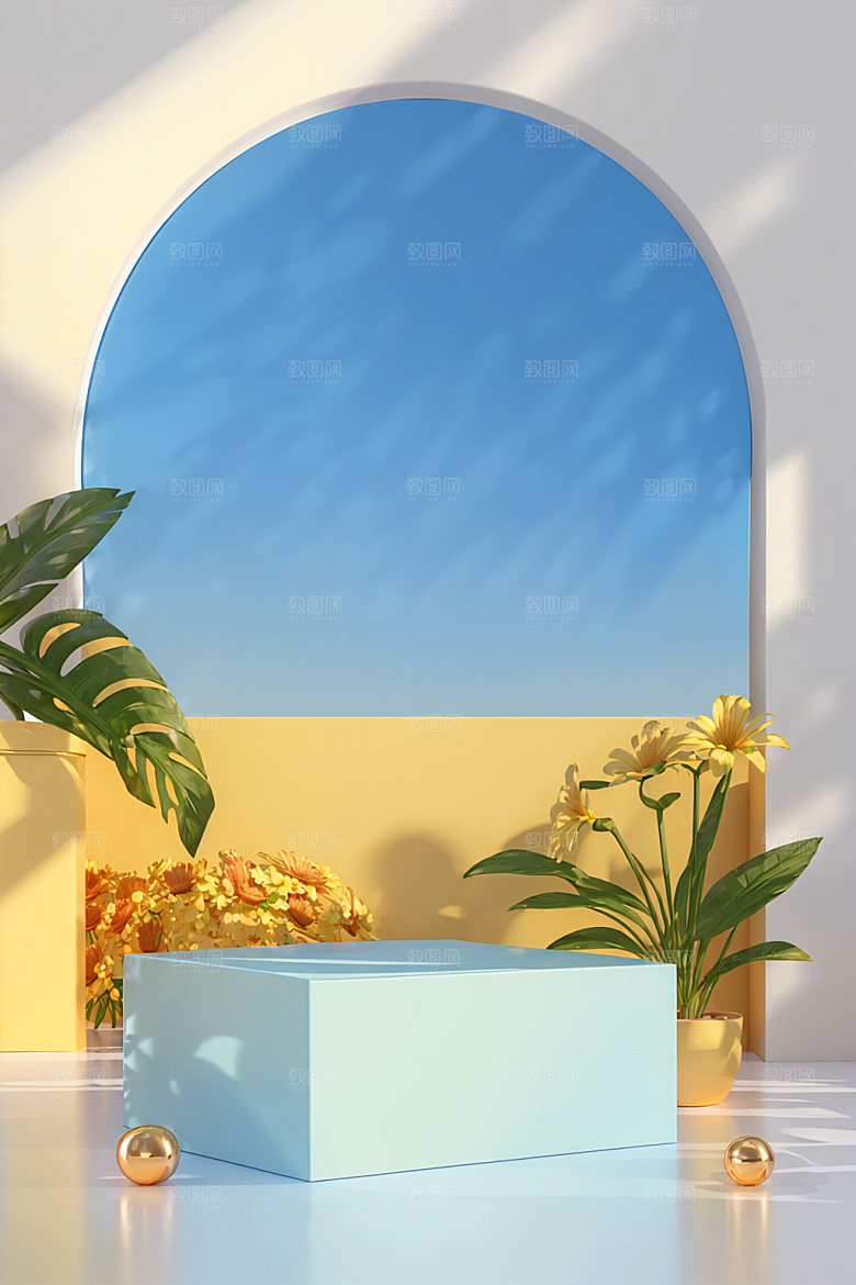 北欧风夏季大气电商背景