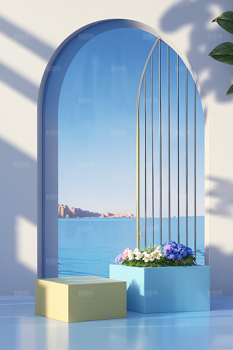 北欧风夏天夏季电商背景