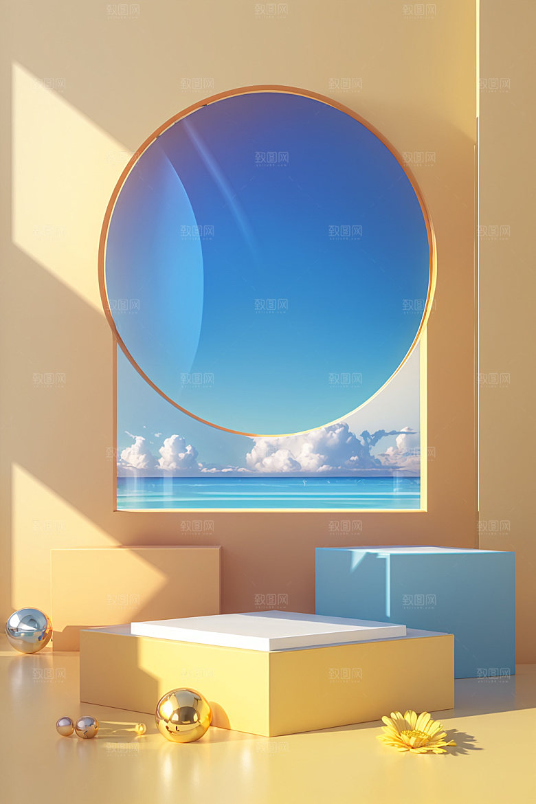 北欧风夏天高端电商背景