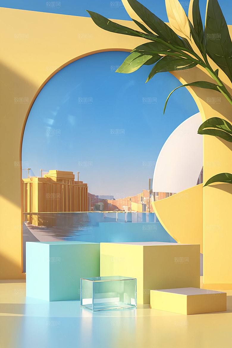 北欧风清新夏季电商背景