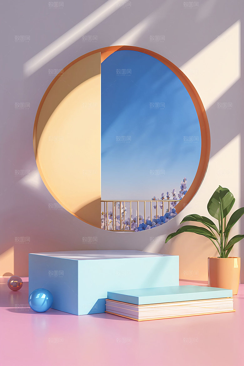 北欧风展台清新电商背景