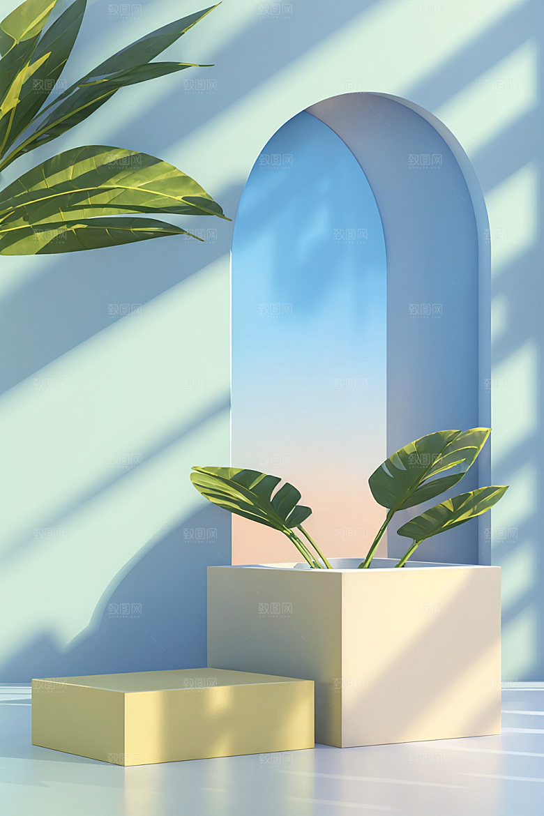 北欧风清新夏季电商背景