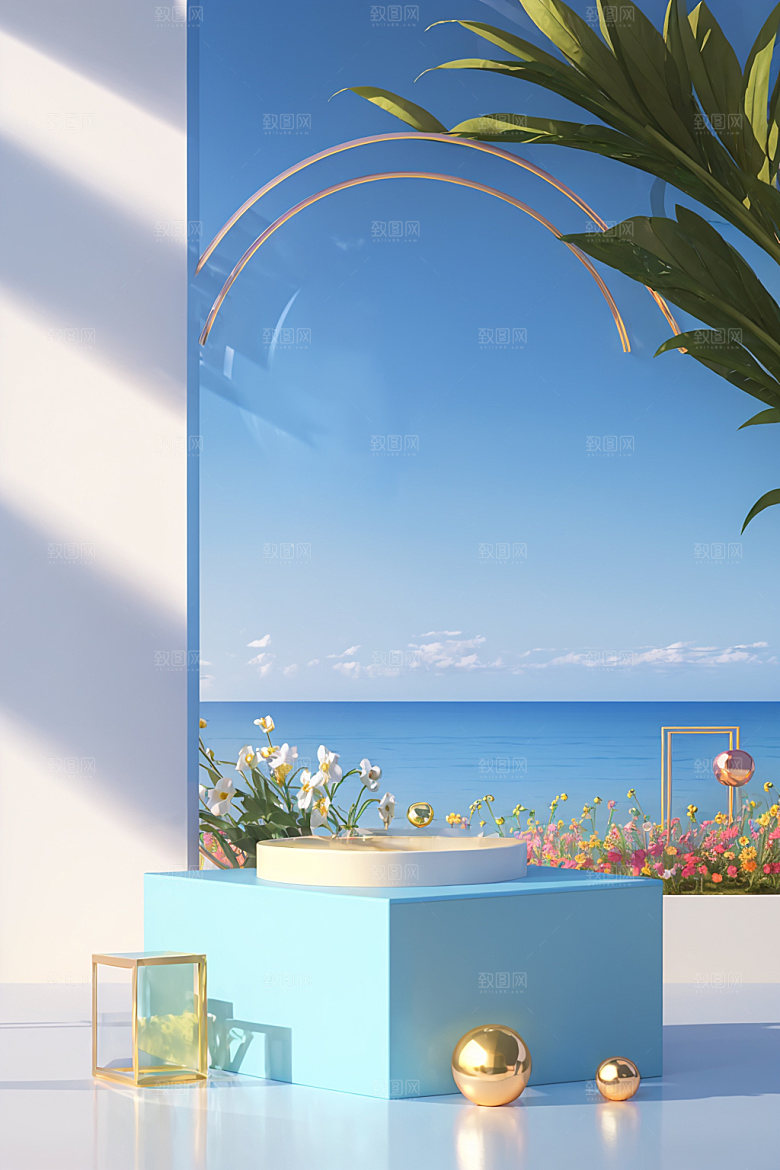 北欧风大气夏季电商背景