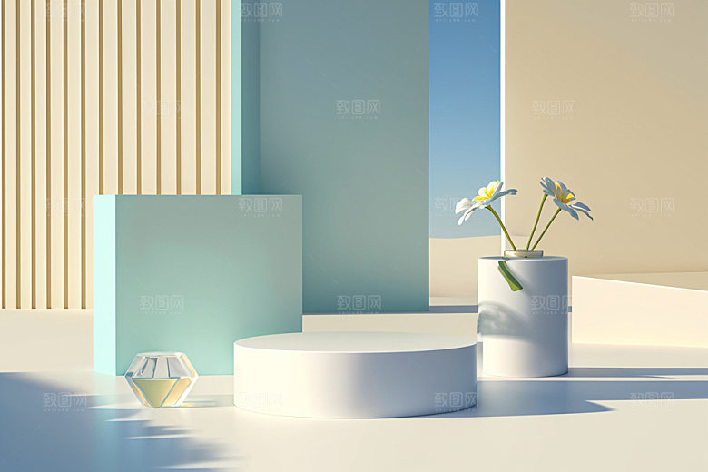 北欧风夏季清新电商背景
