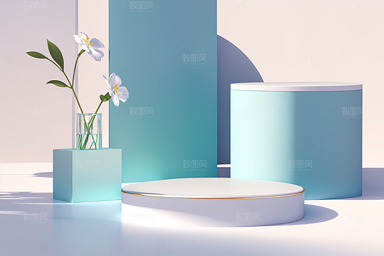 北欧风简约展台电商背景