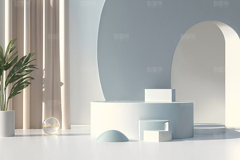 北欧风夏季展台电商背景