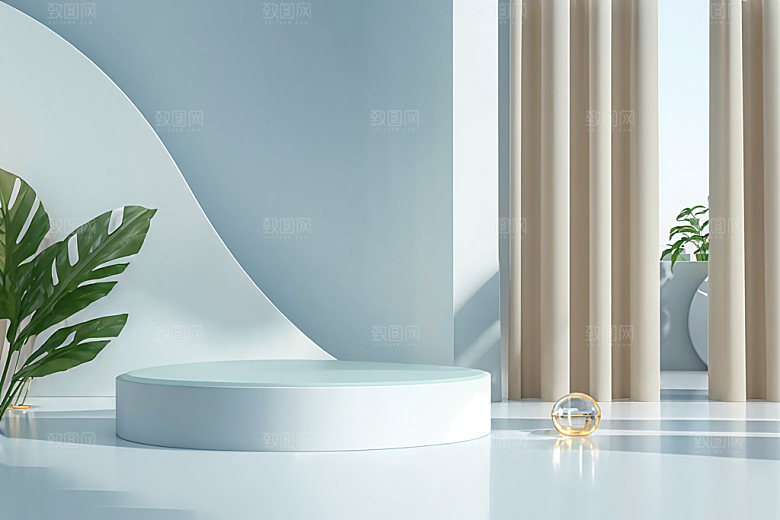 北欧风清爽展台电商背景