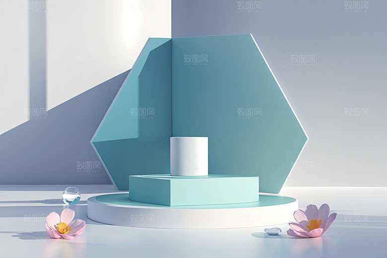 北欧风展台夏天电商背景