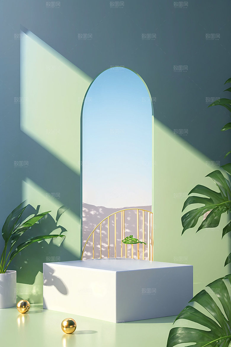 北欧风质感展台电商背景