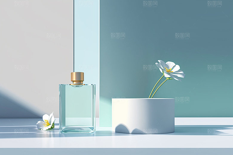 北欧风夏季展台电商背景