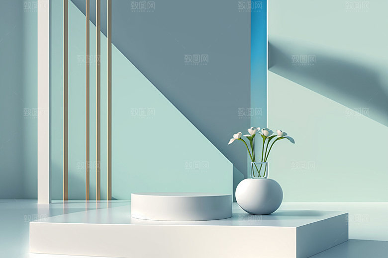 北欧风夏季展台电商背景