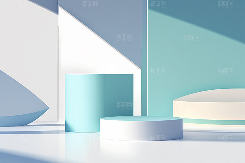 北欧风清爽展台电商背景