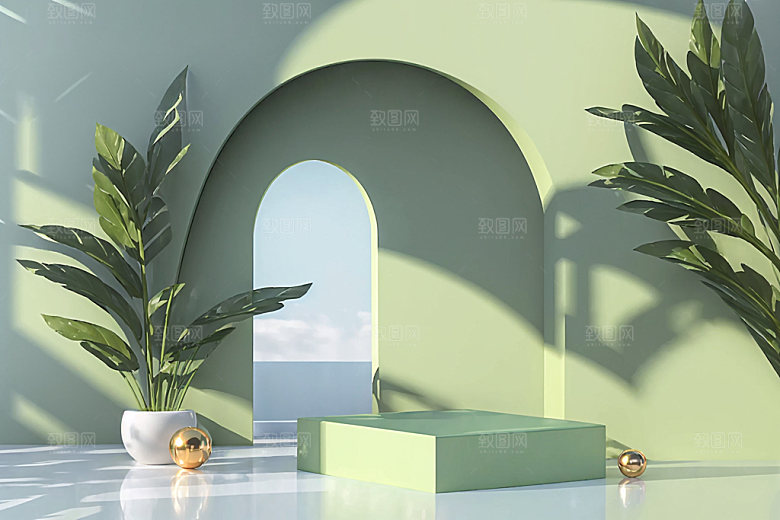 北欧风夏天高端电商背景