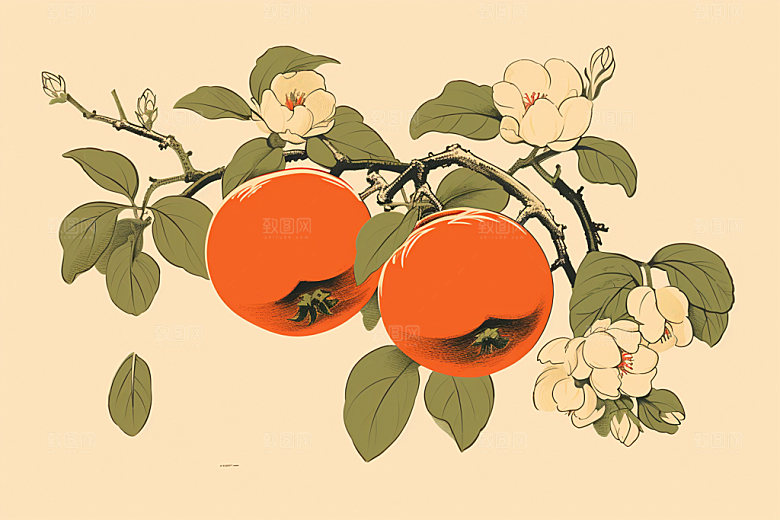 秋分手绘金色插画