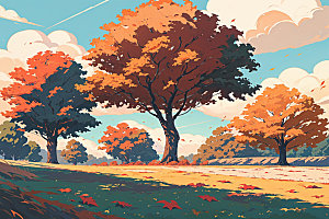 秋季自然风光插画