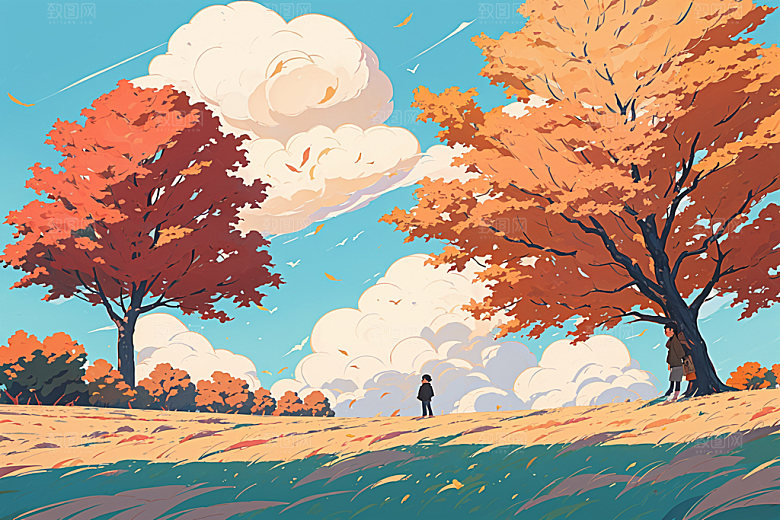 秋季高清秋景插画