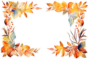 秋季植物花卉插画边框