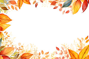 秋季植物暖色调手绘边框
