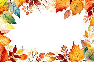 秋季植物水彩插画边框
