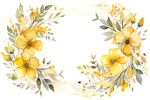 秋季植物花卉插画边框