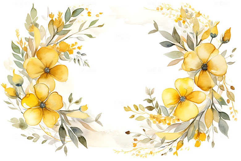 秋季植物花卉插画边框