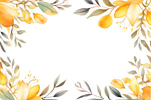 秋季植物花卉手绘边框