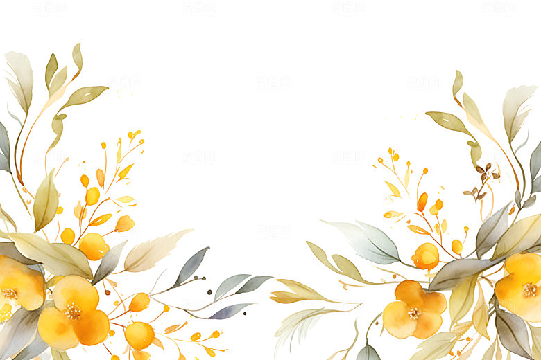 秋季植物明亮插画边框