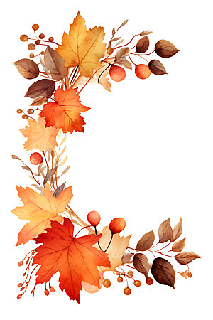 秋季植物明亮暖色调边框