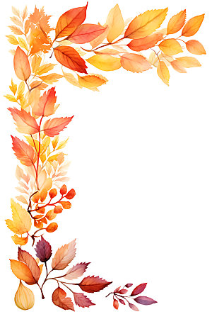 秋季植物水彩插画边框