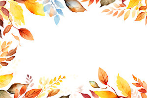 秋季植物手绘插画边框
