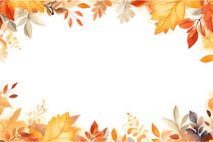 秋季植物明亮手绘边框
