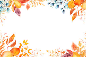 秋季植物插画手绘边框